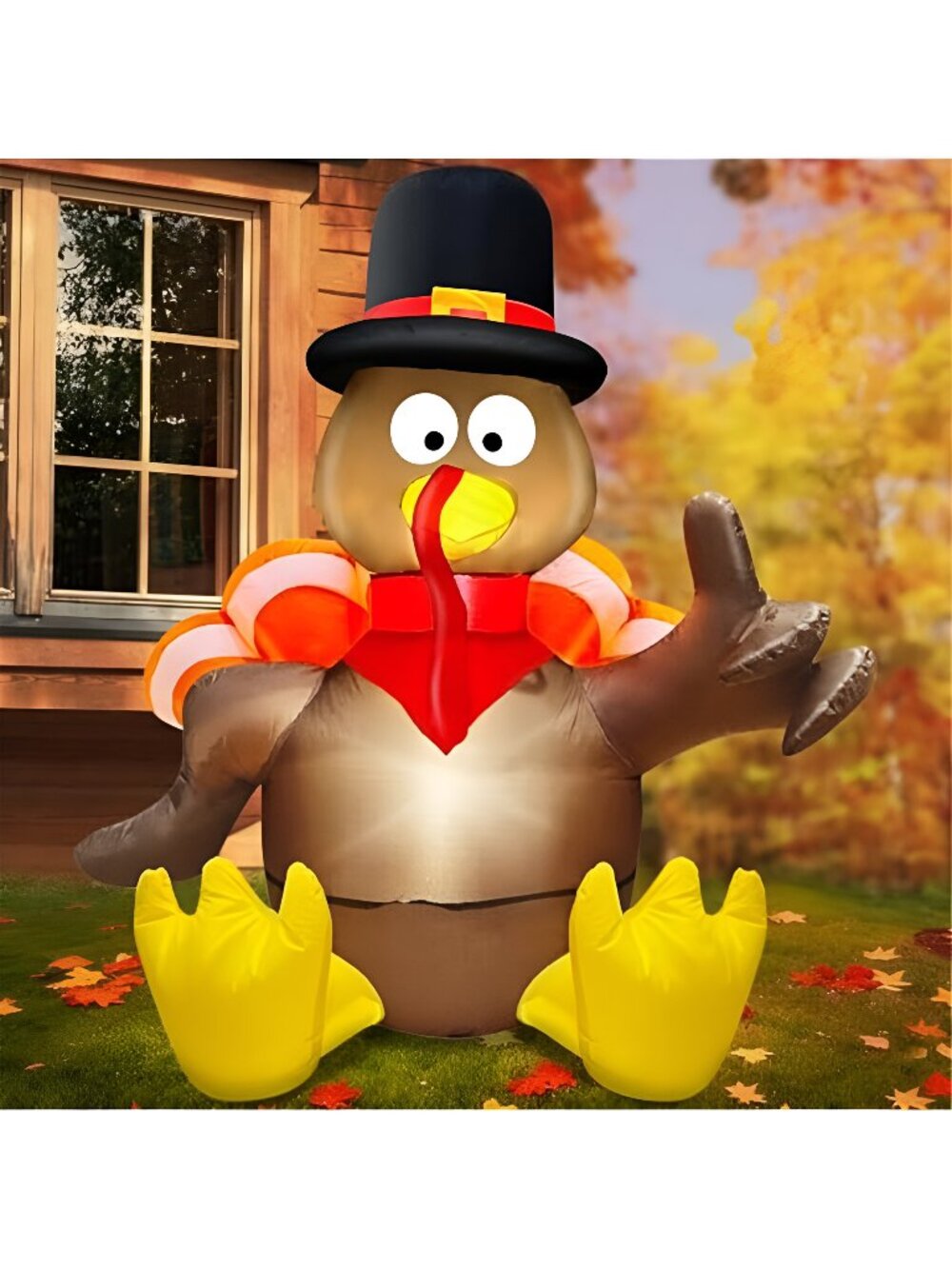 3.5 Ft Thanksgiving Outdoor Decorations Inflatables Turkey Built-in LEDs